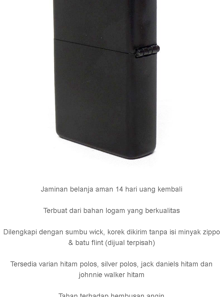 Korek Api Zippo Polos 1 PCS Pemantik Rokok Anti Angin Windproof Lighter XX-RD Hitam