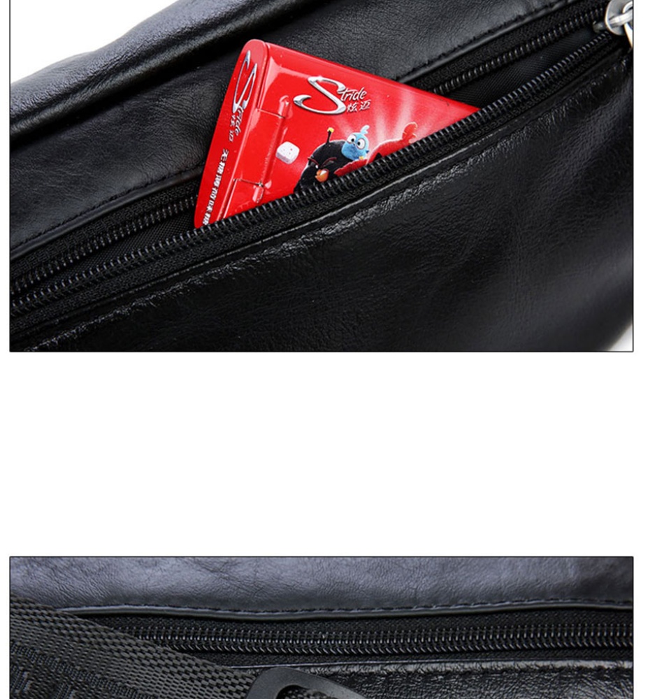 Hchuanghui Tas Pinggang Waistbag Pria PU Leather - 5054 - Black