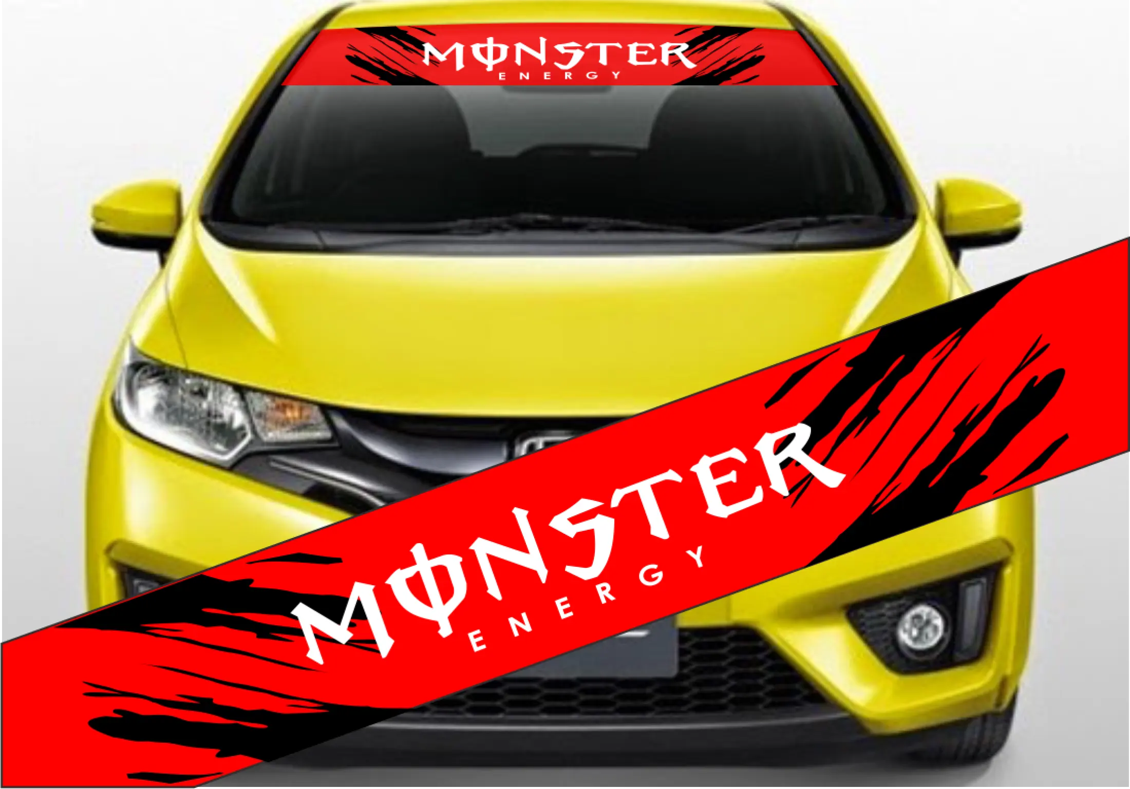Cutting Sticker Mobil Stiker Custom Kaca Depan Monster Bercak Lazada Indonesia