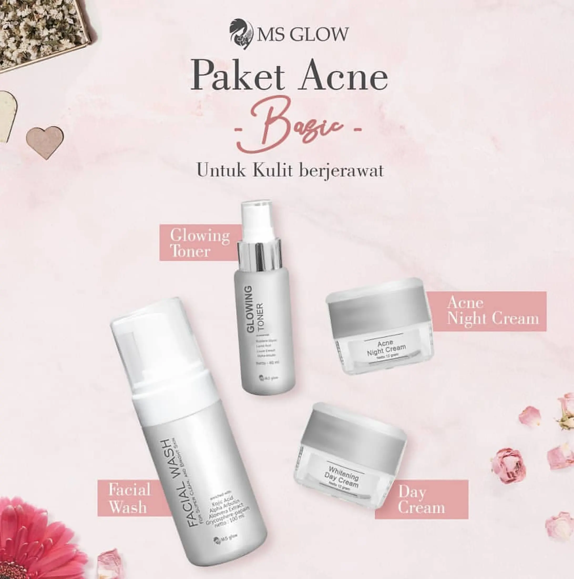 Ms Glow Acne Series Menghilangkan Jerawat Membantu Mengatasi Jerawat Mengangkat Sel Kulit Mati Penyebab Jerawat Membantu Mengurangi Bekas Jerawat Paket Perawatan Untuk Jerawat Cream Jerawat Aman Dan Halal Lazada Indonesia