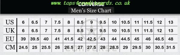 all star size chart