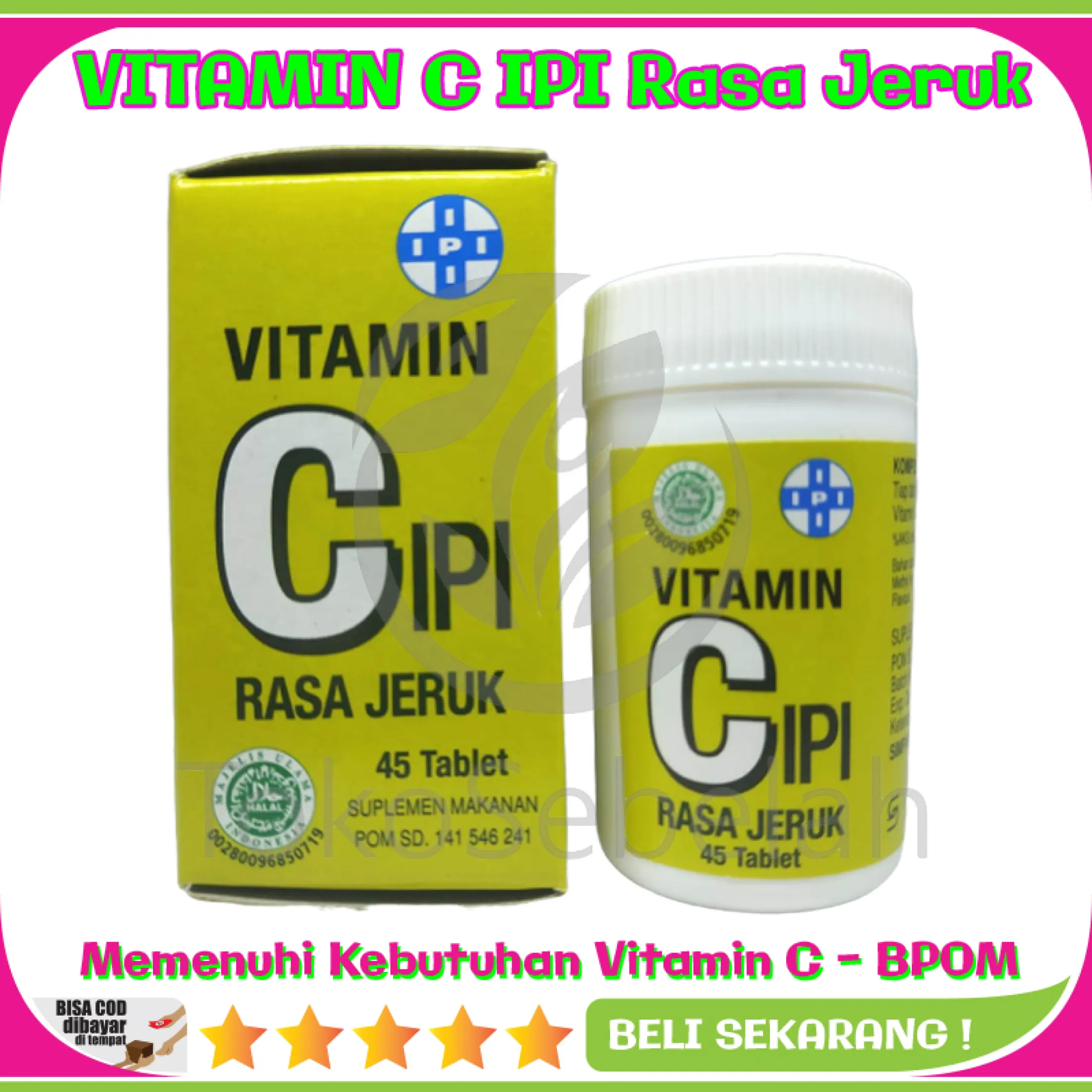 Vitamin C Ipi Rasa Jeruk Hisap 45 Tablet Bpom Halal Multivitamin Sistem Imun Vitamin C Suplemen Daya Tahan Tubuh Murah Vitamin C Untuk Anak Vitamin C Suplemen Dewasa