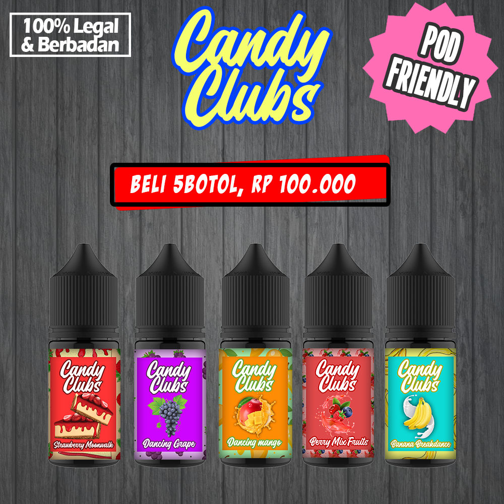 Liquid Vape 50 50 Candy Clubs 5 Varian Rasa Premium 30ml Likuid