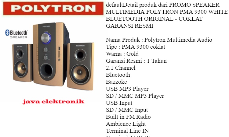POLYTRON SEPEKER MULTIMEDIA BLUETOOTH PMA 9300-COKLAT GARANSI RESMI
