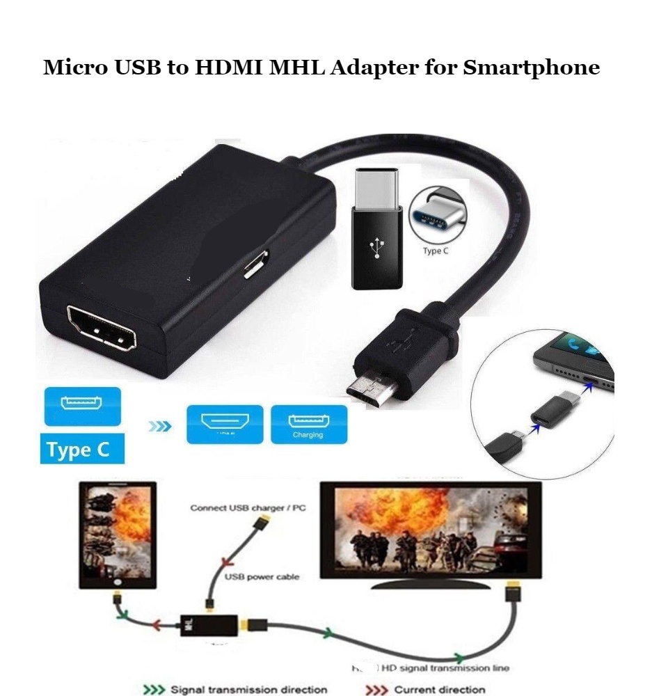 Micro USB to HDMI MHL dan Micro USB Female Adapter Kabel Konektor