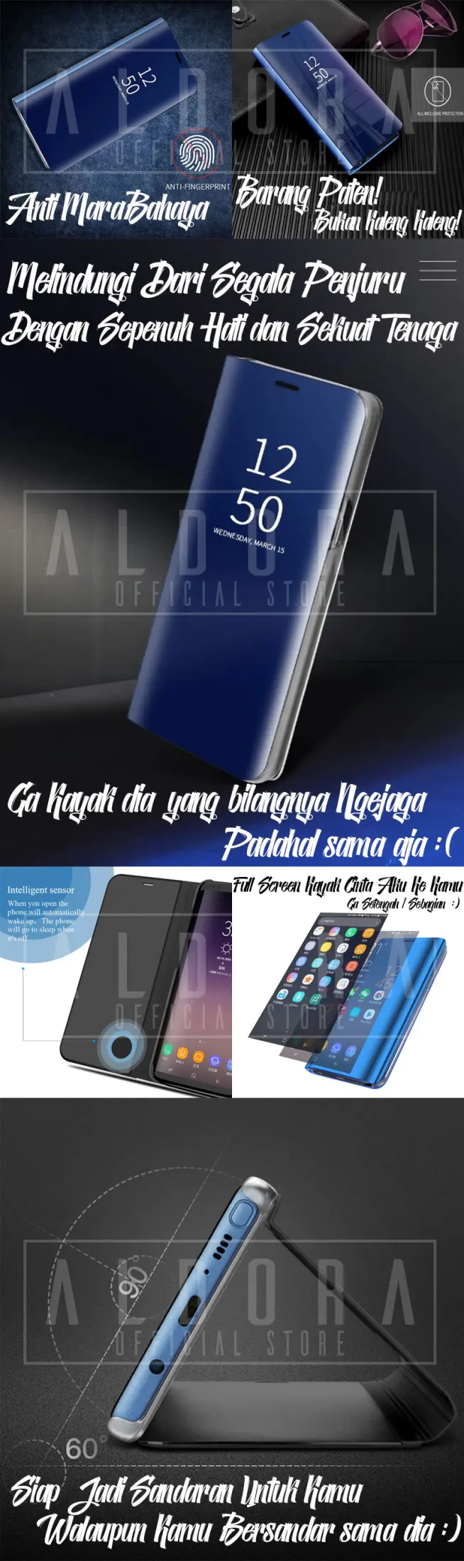 Aldora Kesing Case Compatible With For Vivo Y71 Vivo 1724 Clear View Mirror Cover With Kick Stand Cover Premium Quality Lazada Indonesia