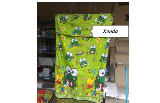 Hordeng / Gorden Karakter Pintu Jendela Minimalis Keropy Hijau Model Tali ( Velcro)