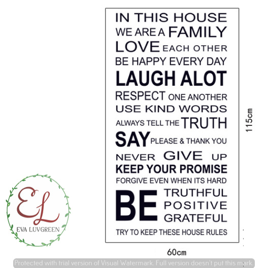 Eva Luvgreen Wallsticker Quotes In This House Tulisan Kata  