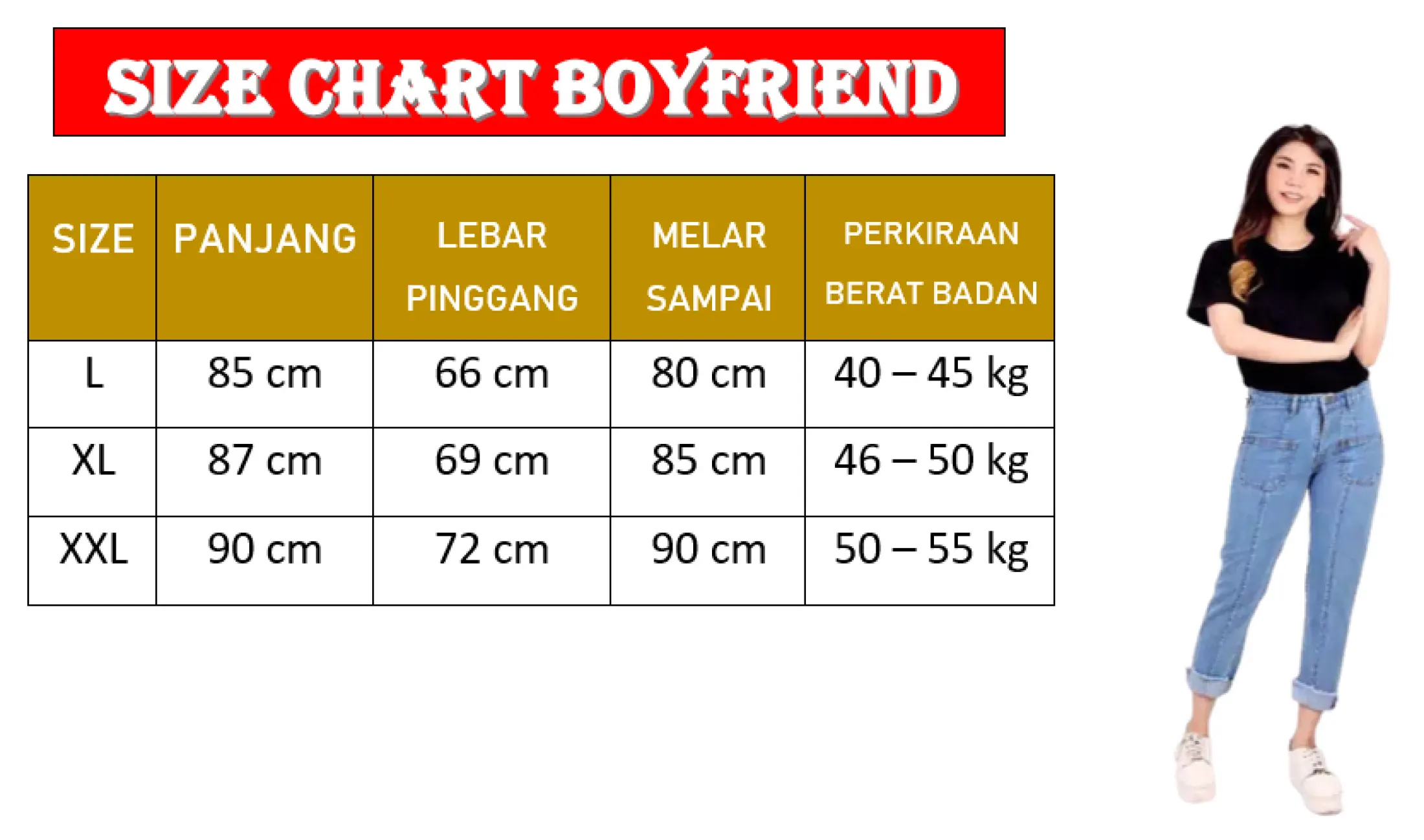65 Ukuran Celana Boyfriend Wanita Berdasarkan Berat Badan Obob Site