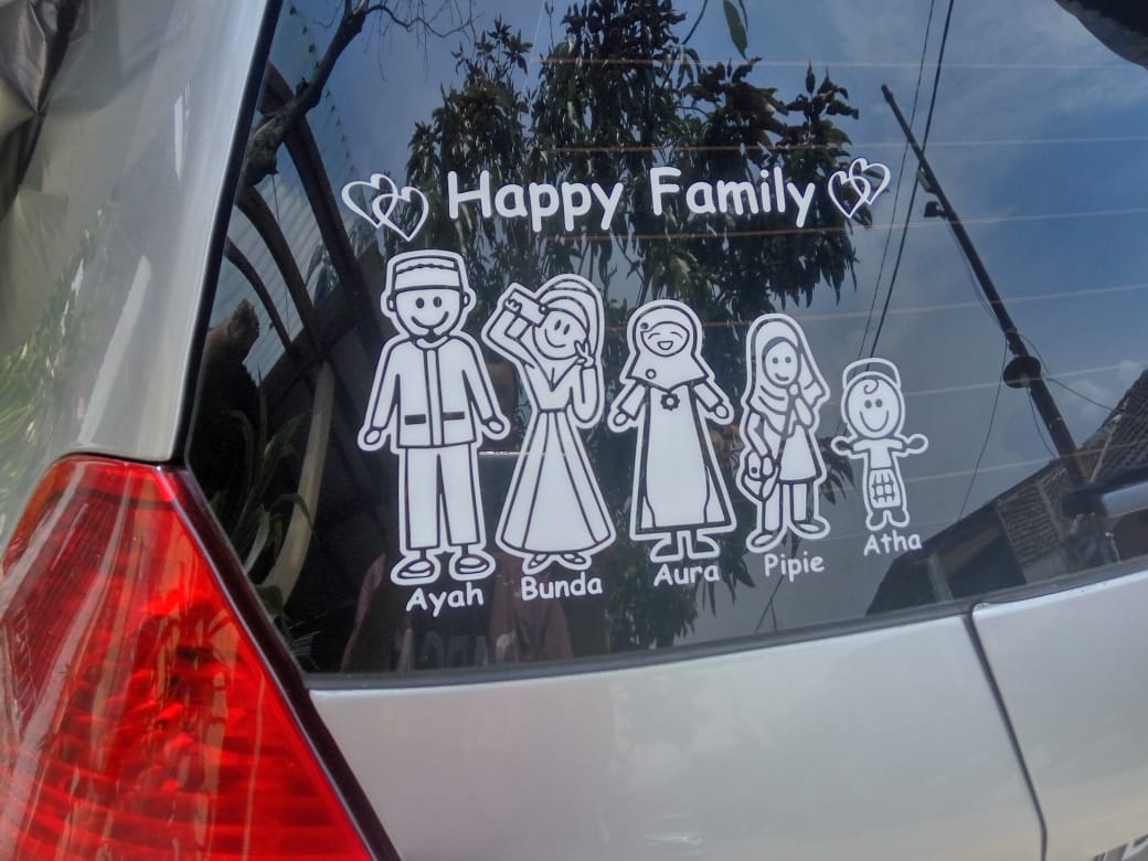 Stiker Cutting Sticker Kaca Belakang Mobil Happy Family Lazada
