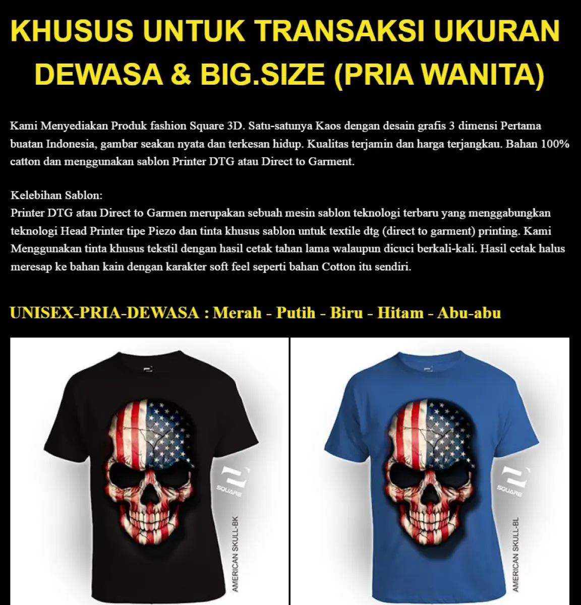 Kaos Gambar Tengkorak Kepala American Skull Ukuran Untuk Dewasa Pria Dan Wanita American Skull Pakaian Cowo Dan Cewe Ukuran Normal Sampai Big Size Lazada Indonesia