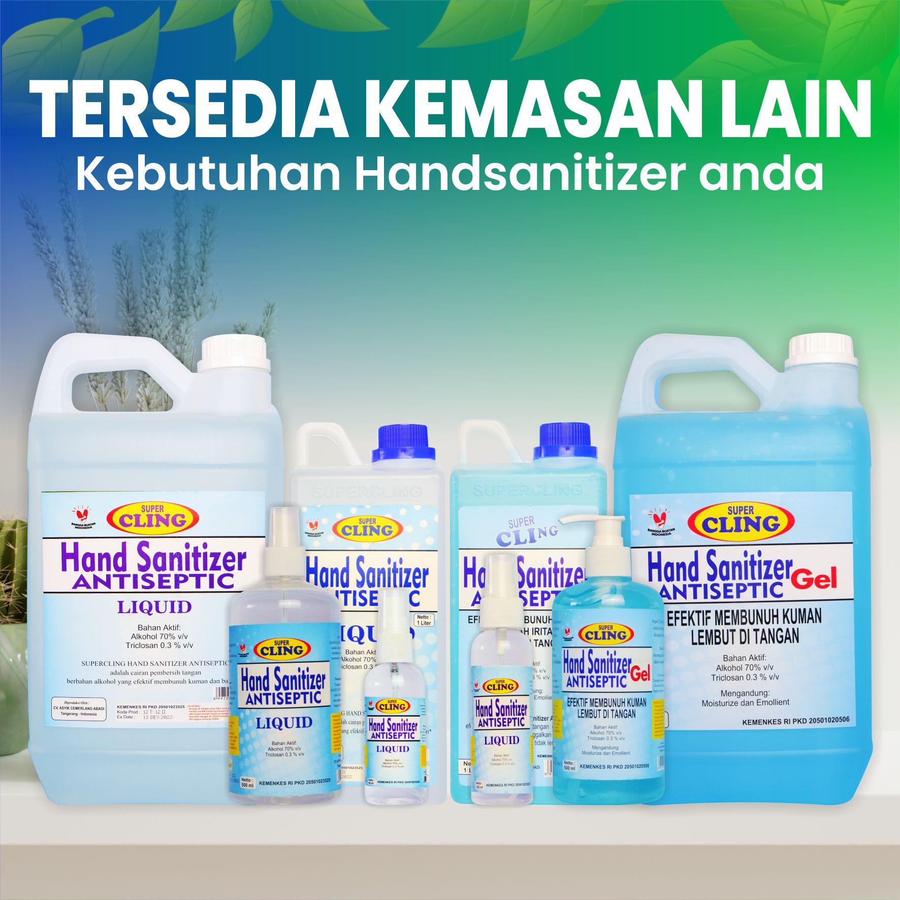 Jual ( Beli 1 Gratis 1) Hand Sanitizer 1 Liter Liquid Super Cling Botol ...