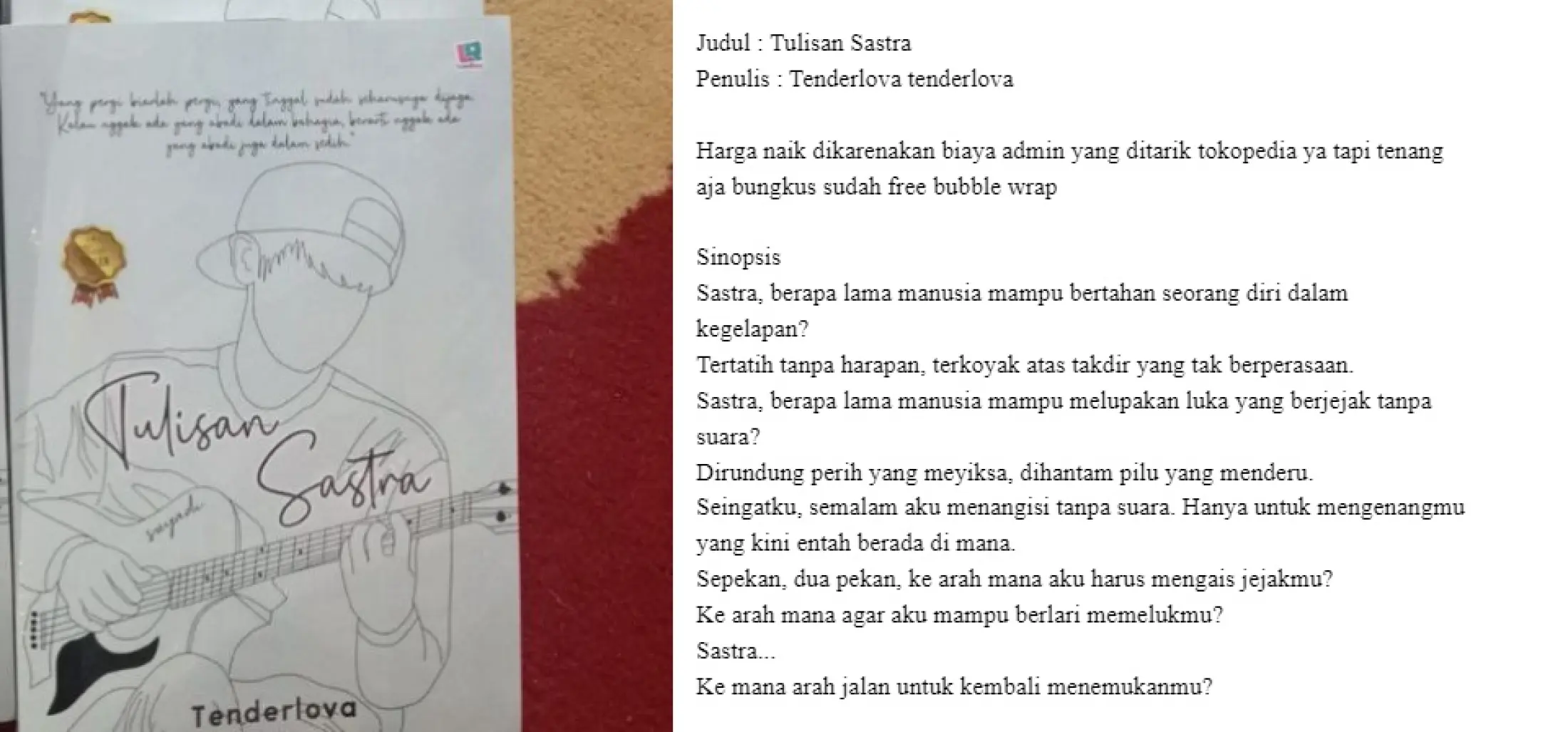 Novel Tulisan Sastra Tenderlova Lazada Indonesia