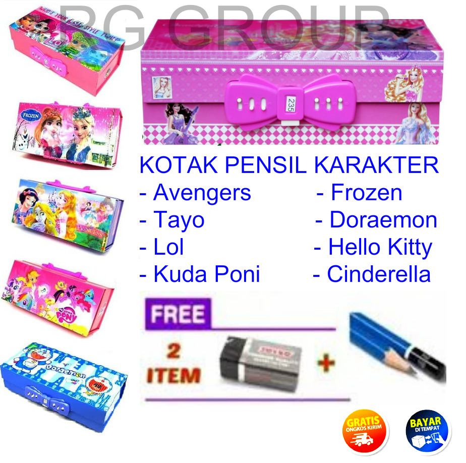 Kotak Pensil 3 Dimensi Karakter Anak Free Penghapus Dan Pensil