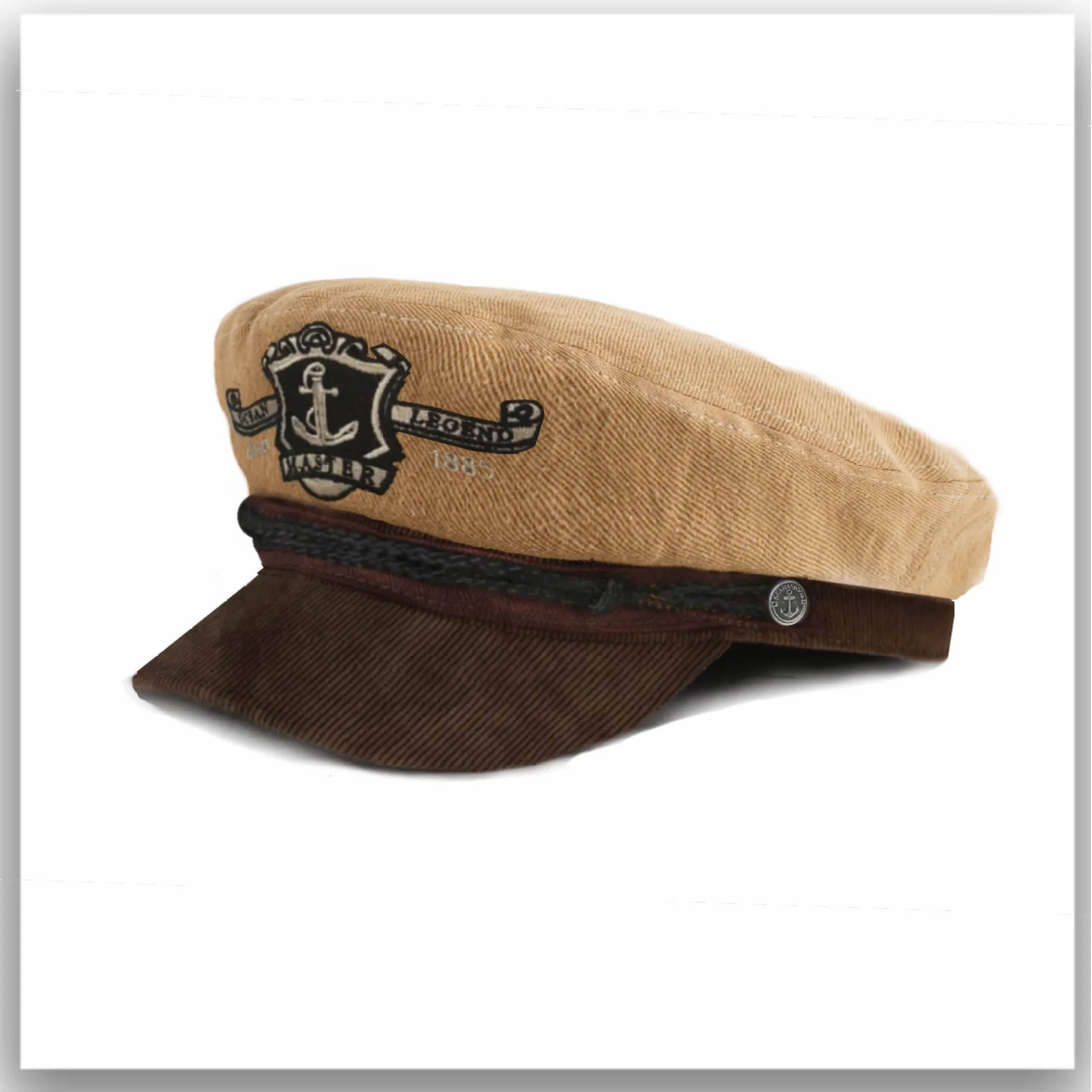 Original Fiddler Cap Topi Pelaut Topi Sailor Topi Kapten Cotton Twill Khaki Logo Bordir Lazada Indonesia