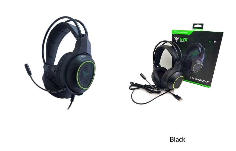 NYK Headset Gaming NYK HS P09 PARROT USB 7.1 Sound Green LED NYK