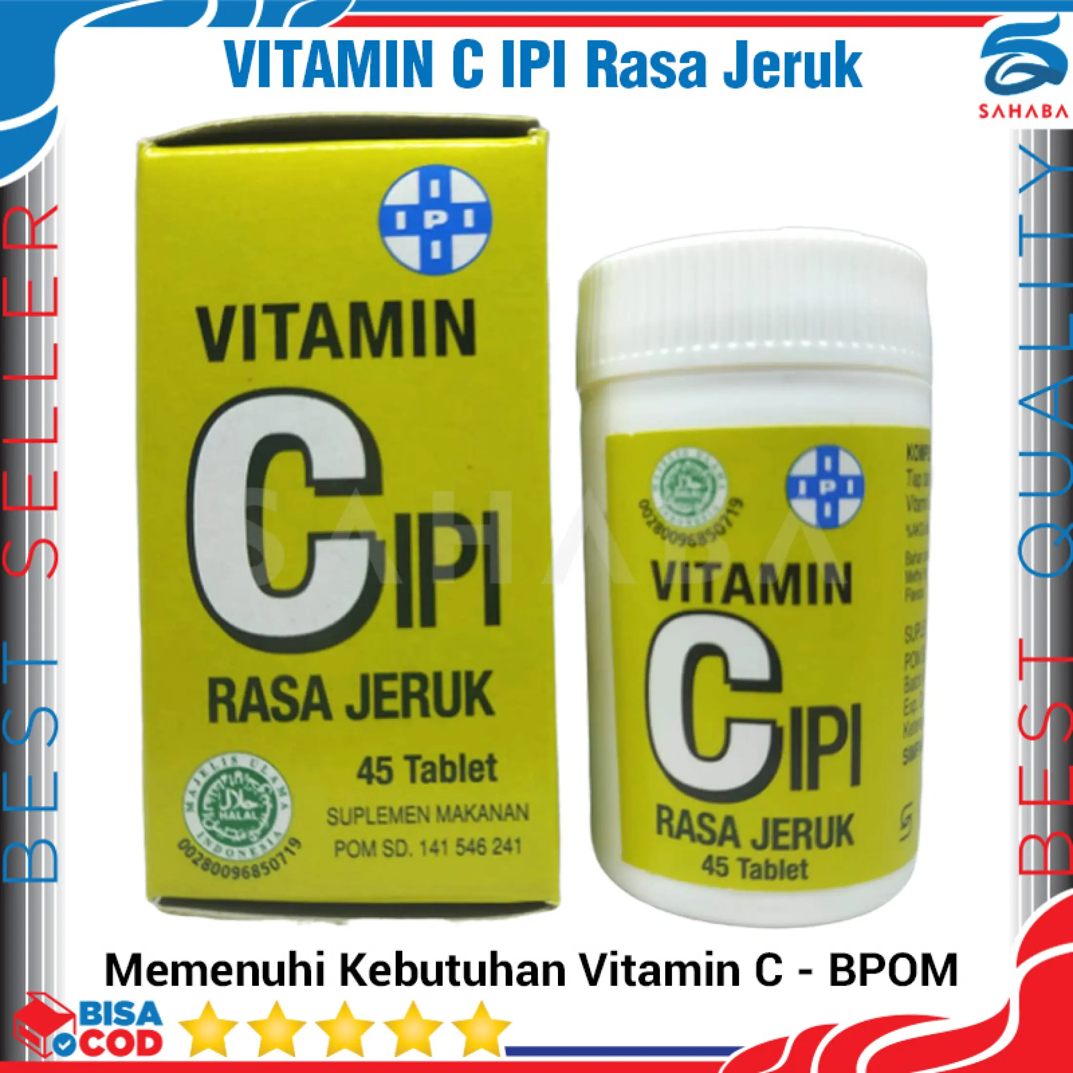 Vitamin C Ipi Rasa Jeruk Hisap 45 Tablet Bpom Halal Multivitamin Sistem Imun Vitamin C Suplemen Daya Tahan Tubuh Murah Vitamin C Untuk Anak Vitamin C Suplemen Dewasa