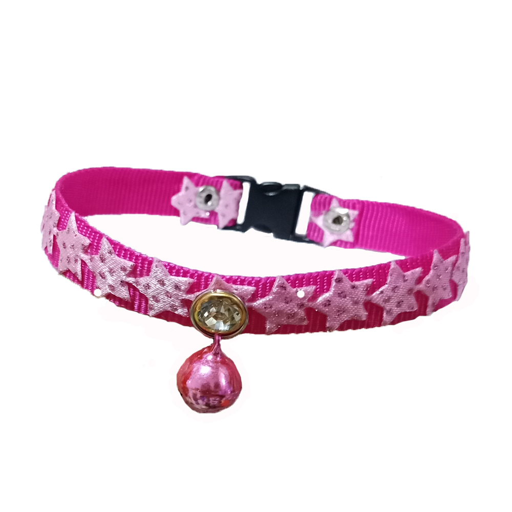 Kalung Kucing Anjing Musang Dewasa Warna Pink Muda Motif Bintang