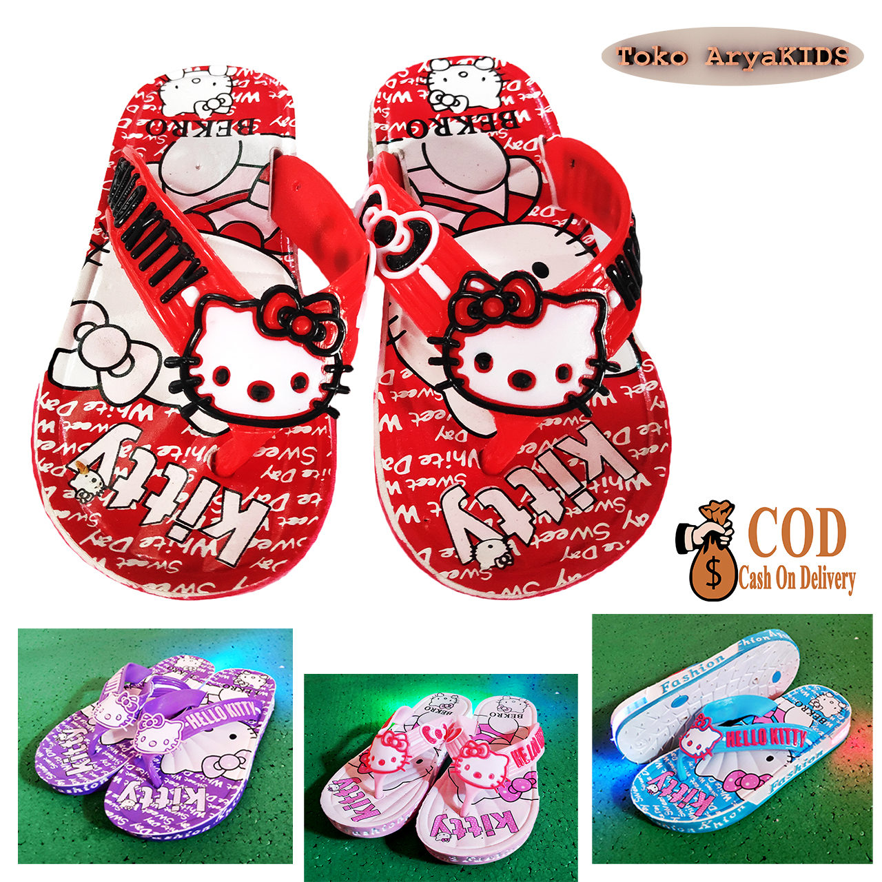  Sandal  Anak Perempuan Led  Lampu Hello Kitty Lucu