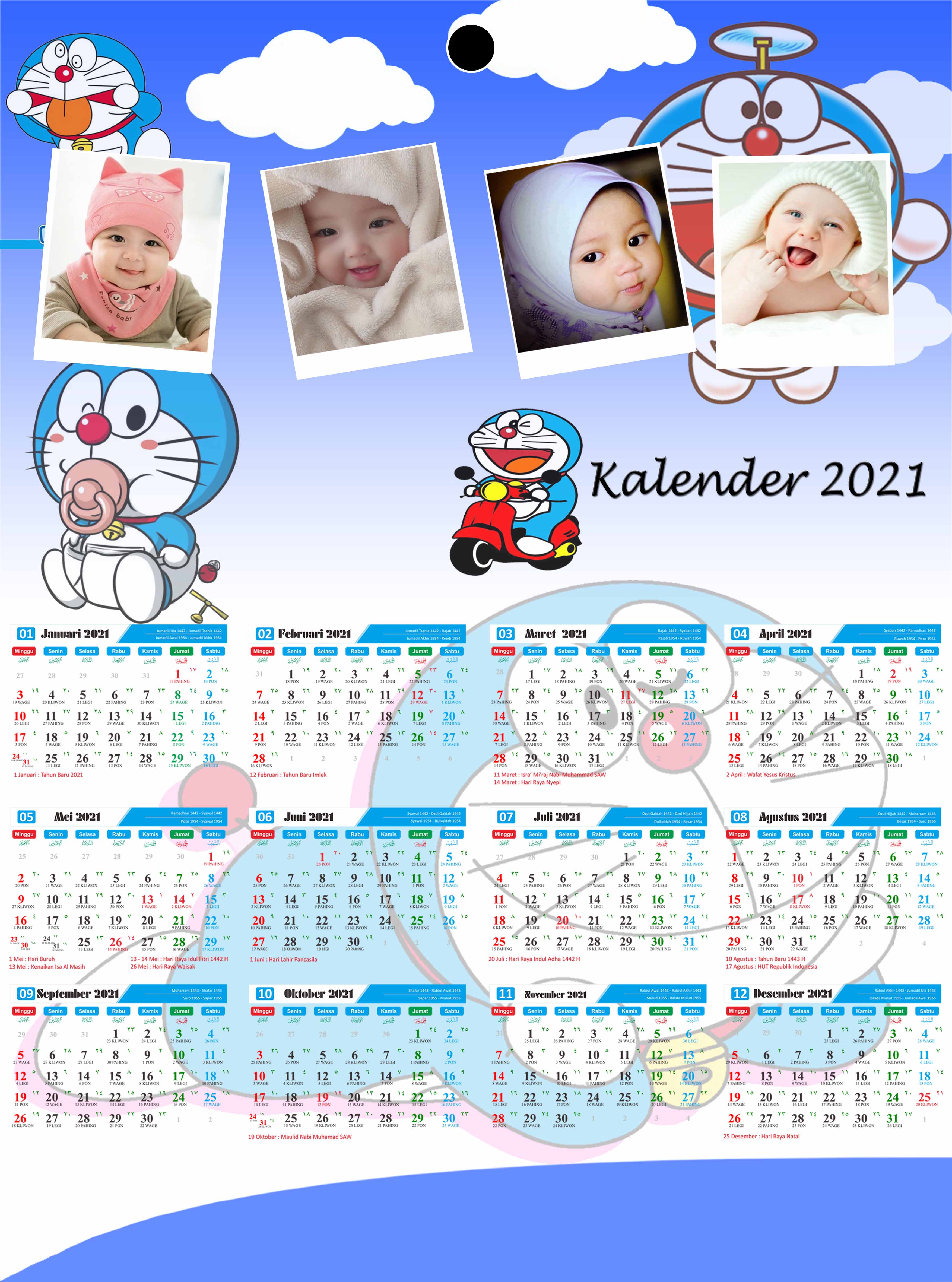 Kalender 2021 Gambar Doraemon