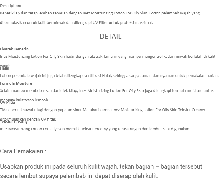 manfaat inez moisturizing lotion for oily skin