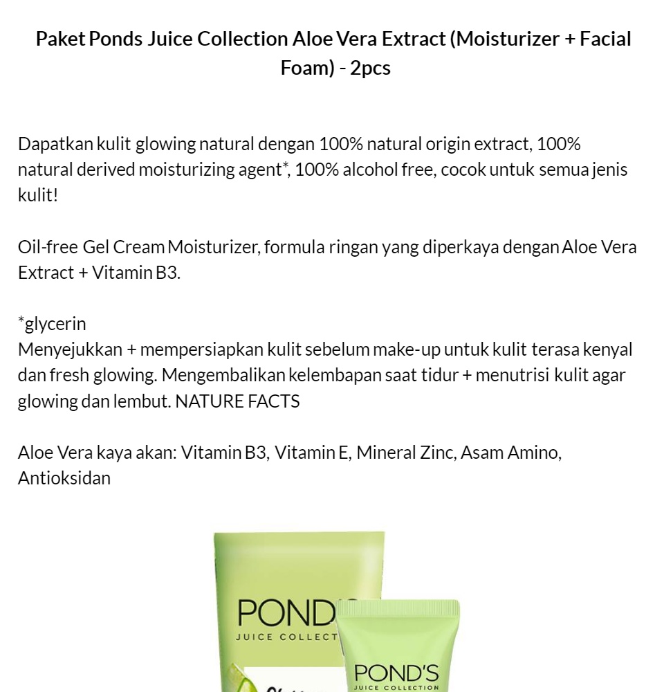 pond's juice collection moisturizer aloe vera