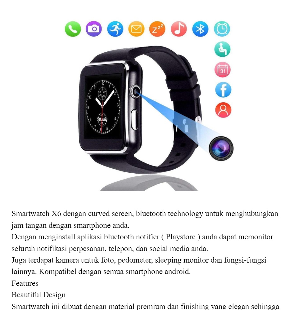 Smartwatch X6 Smart Watch X6 Jam HP Jam Tangan Hp Anak Lazada