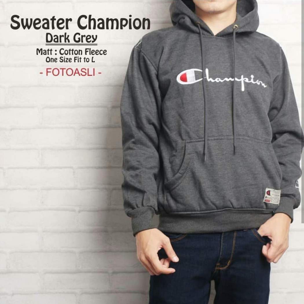 champion sweater dark grey jeans