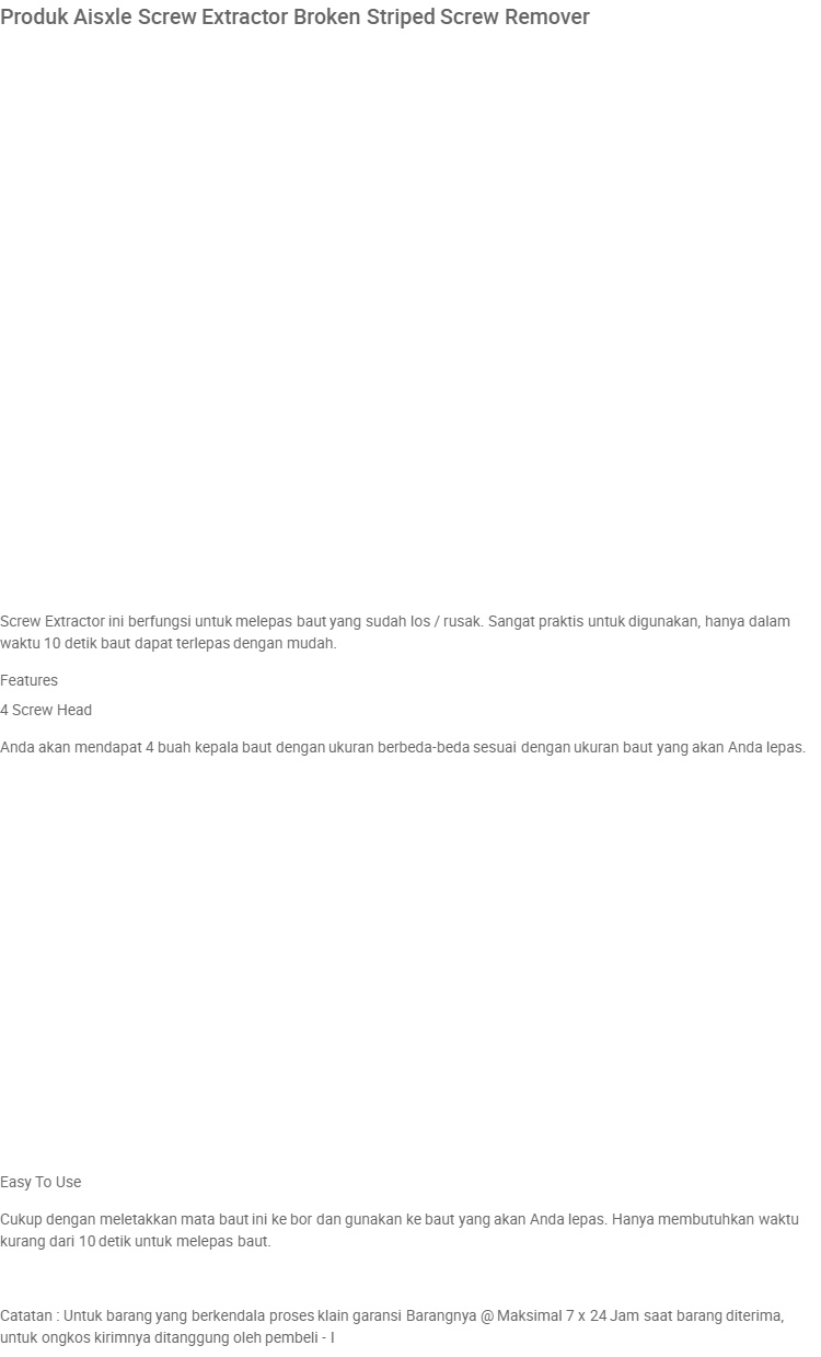 Alat Pembuka Pelepas Baut Rusak Los Screw Extractor Broken 