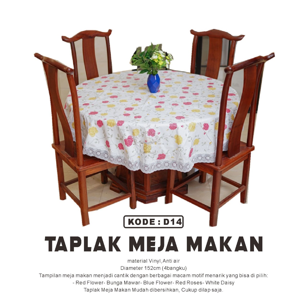 Cod Loyal Bosque Taplak Meja Makan Anti Air Taplak Meja Makan Plastik Bulat Ukuran 152cm Meja 4 Bangku Import High Quality Lazada Indonesia