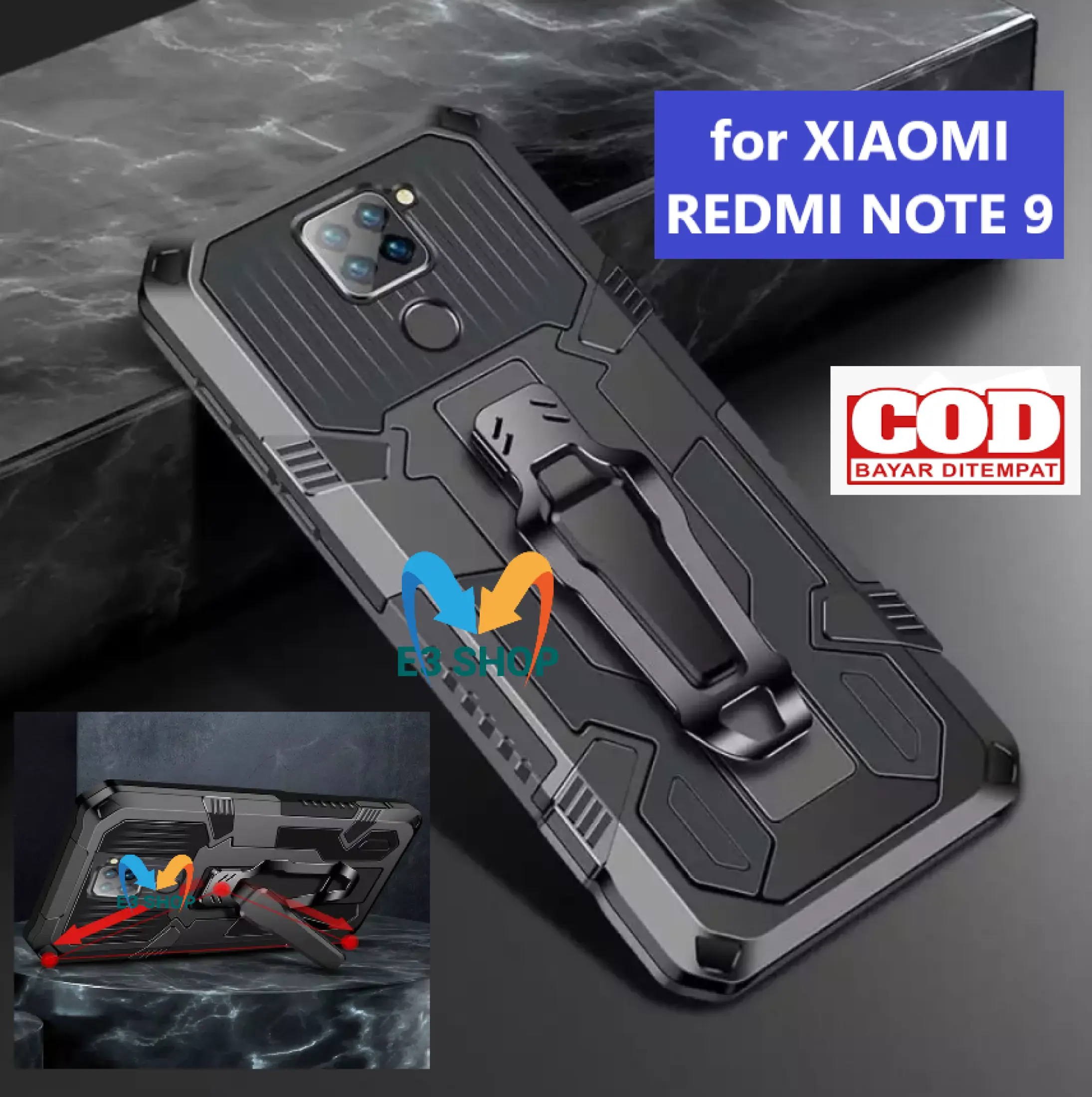 Case Hp Xiaomi Redmi Note 9 Casing Standing Back Klip Hard Case Robot New Cover Lazada Indonesia