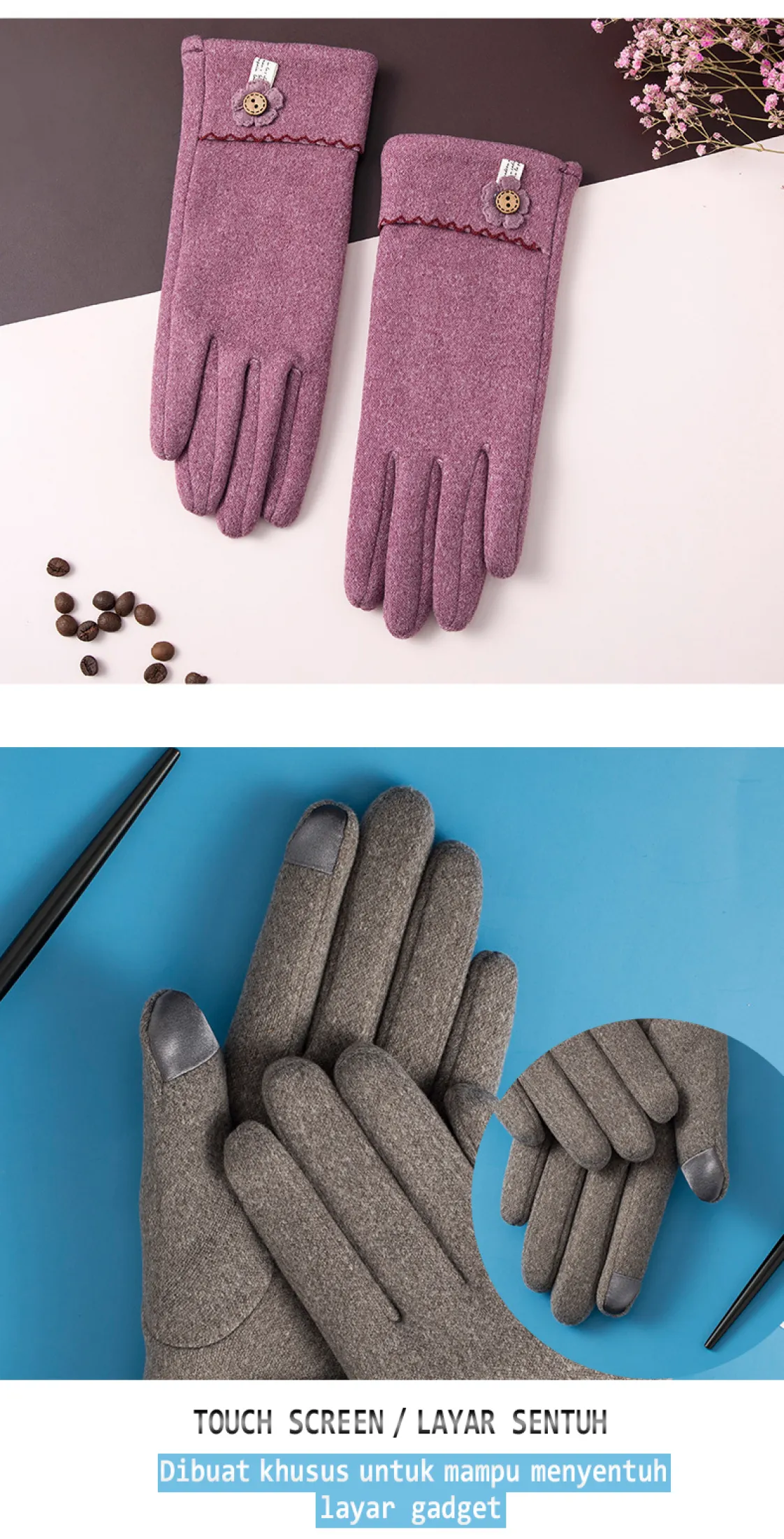 Sarung Tangan Wanita Full Tangan Touch Screen Gloves Riding Cute Simple Women S Kualitas Premium Pelindung Tangan Sarung Tangan Lazada Indonesia
