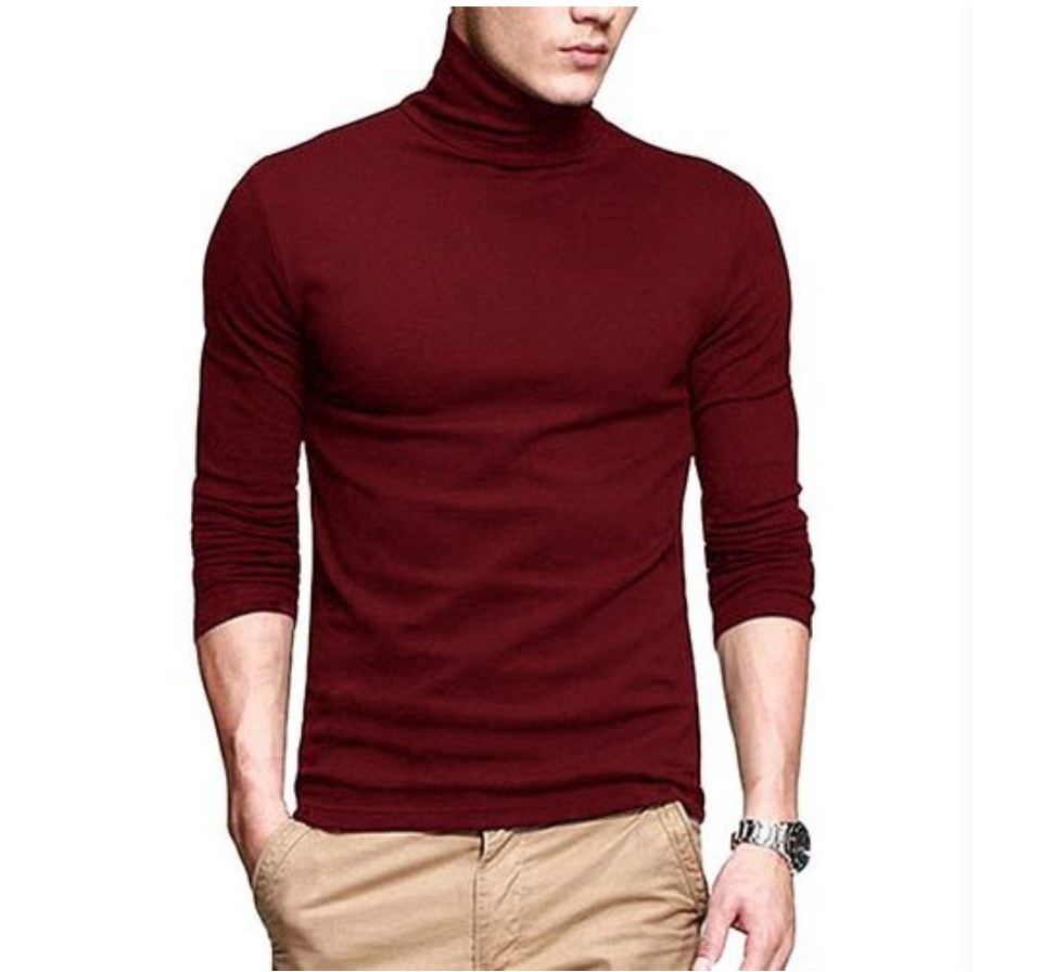merah maroon pakaian turtleneck