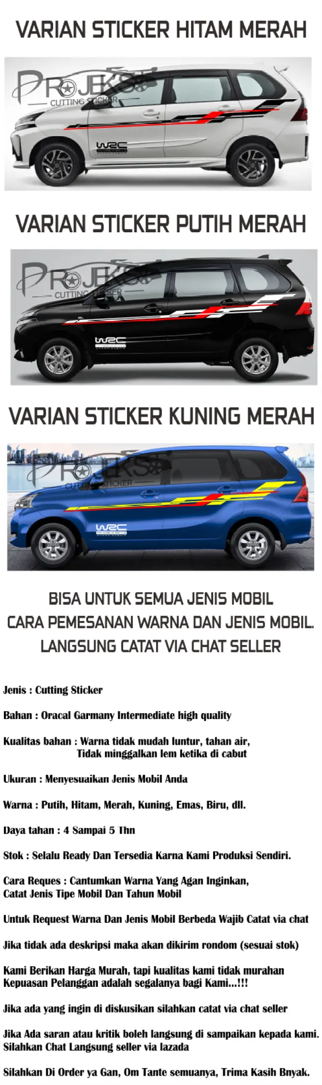 Termurah Cutting Sticker Mobil Sticker Cutting Stiker Body Mobil Avanza Ertiga Xenia Innova Calya Sigra Minimalis Lazada Indonesia
