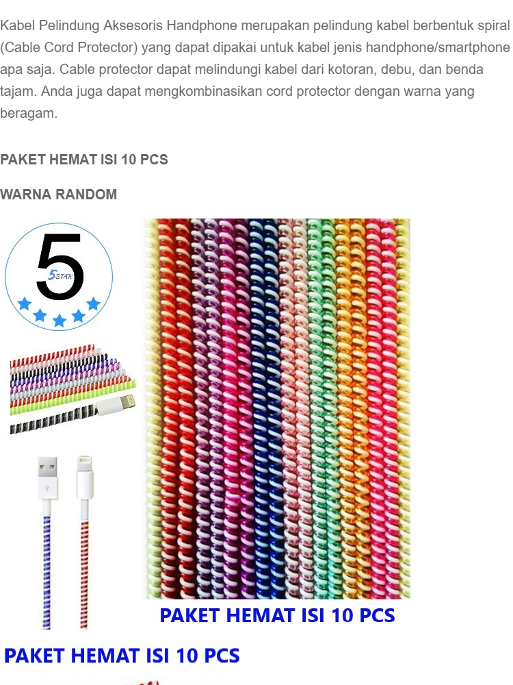 Pelindung Kabel 2 Warna Multifungsi 10 Pcs Warna Random Protector Cable Charger Spiral Two Tone 10pcs Paket Hemat 5star Isi 10 Buah Lazada Indonesia