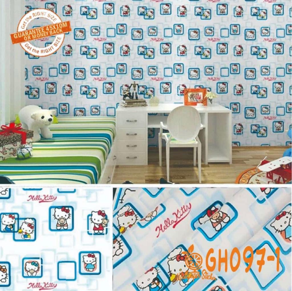 27 Wallpaper  Dinding  Hello  Kitty  Biru Joen Wallpaper 