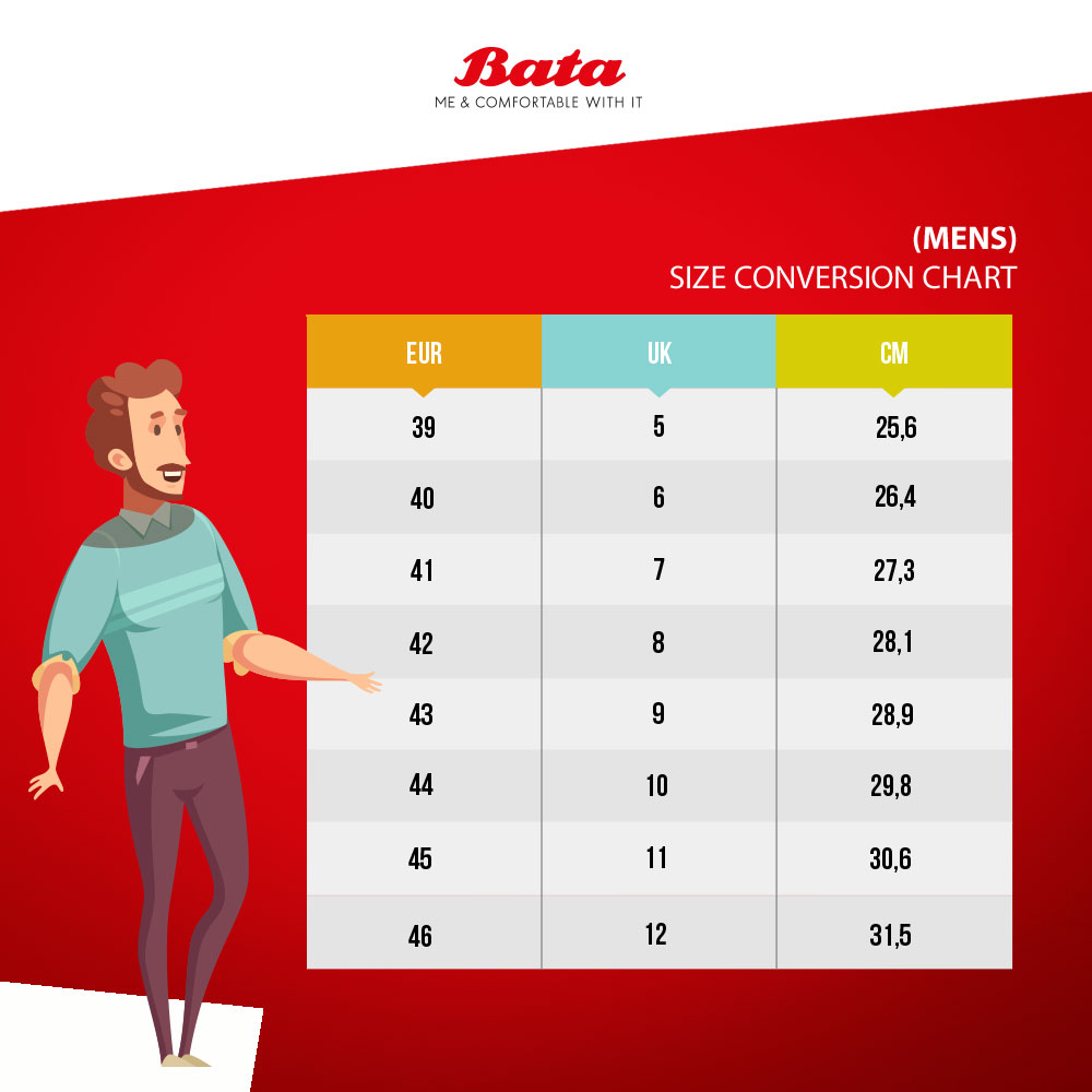 bata shoe size chart