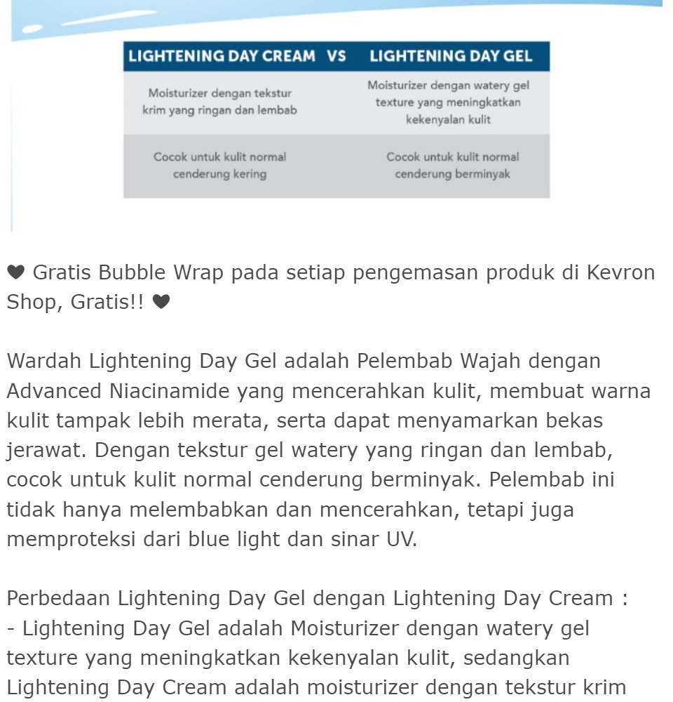 Wardah Lightening Day Gel 20 Ml - UD Jawa Berkah Makmur