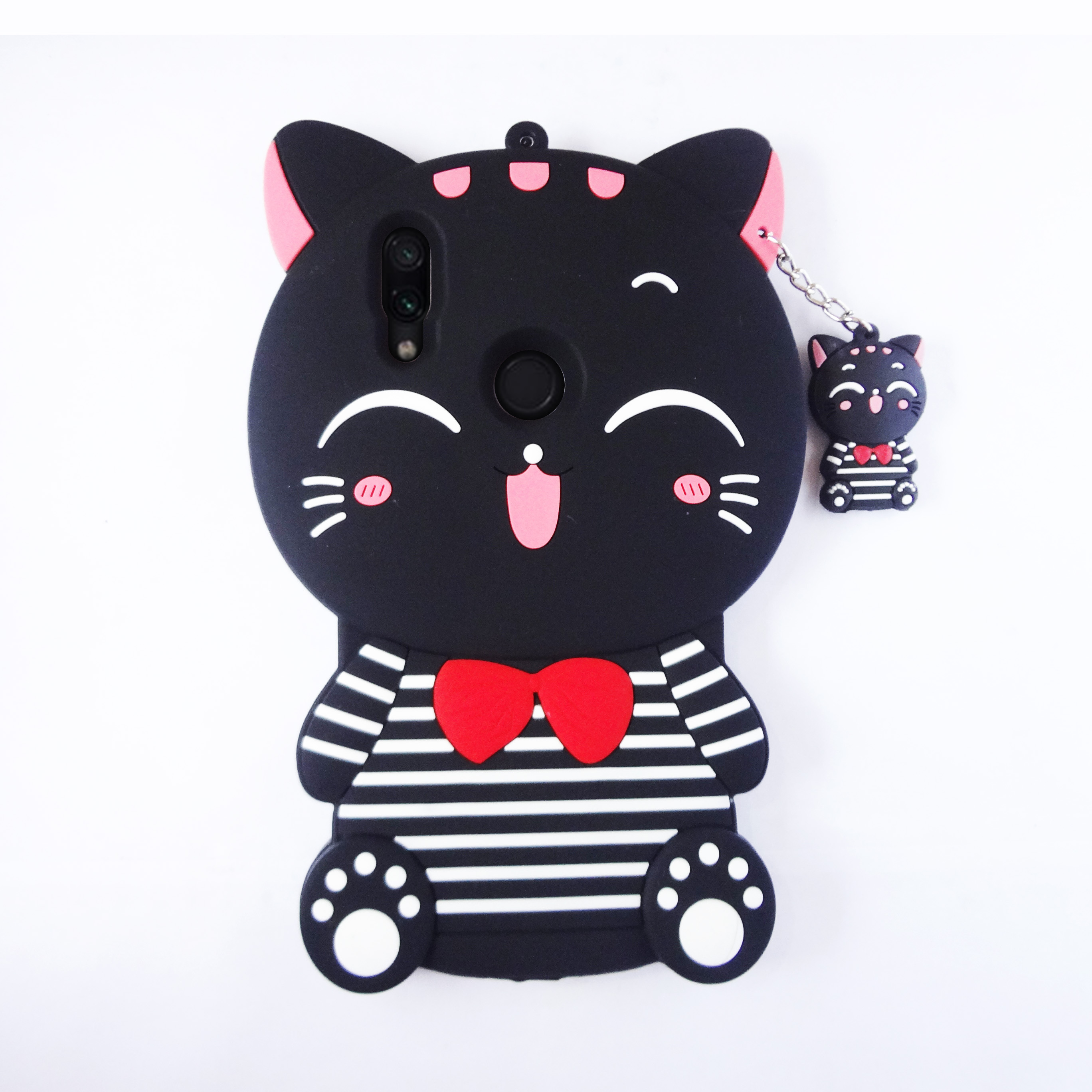 Xiaomi Redmi Note 7 Case Cute Karakter 4d Black Cat Smile Case