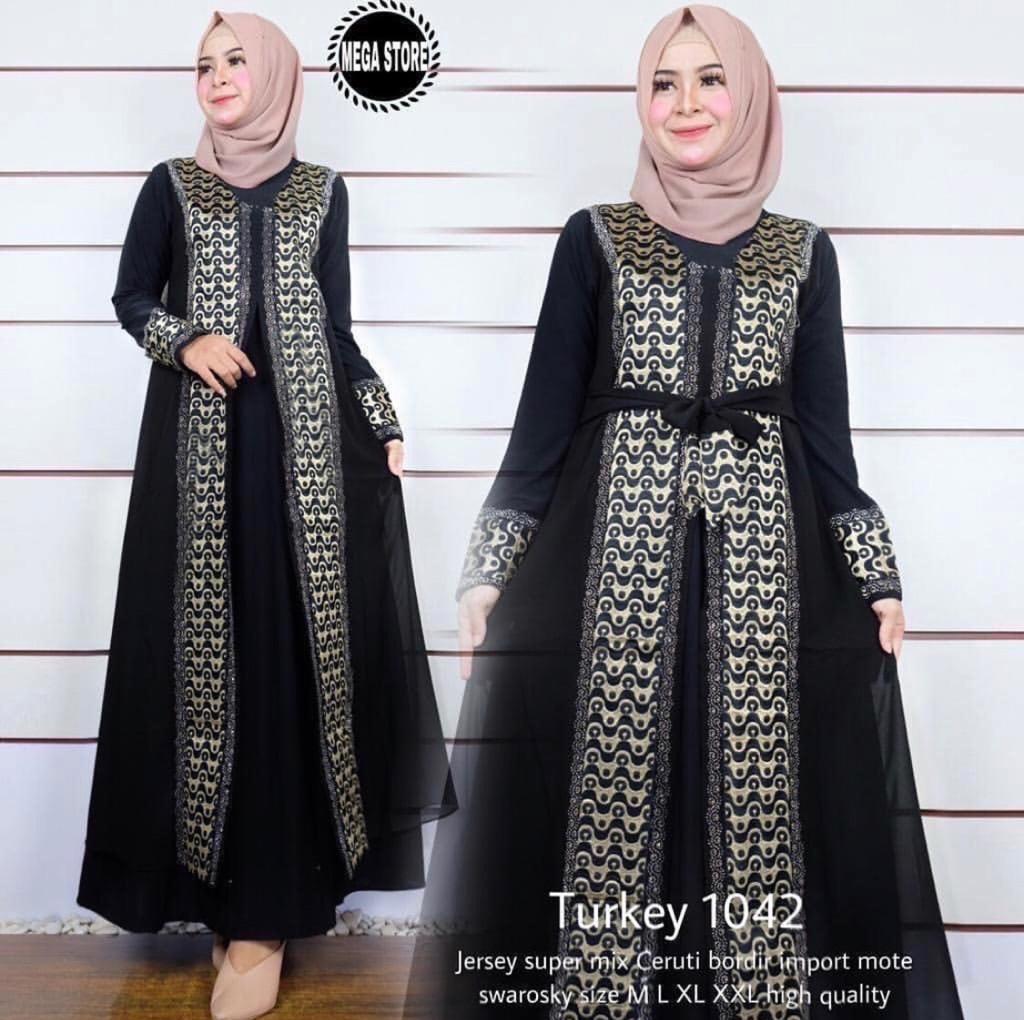 BAYAR DITEMPAT - Gamis Abaya Muslimah Hitam Bordir Ori Model 9 Terbaru 9