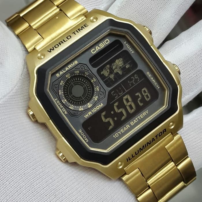 casio world time illuminator gold