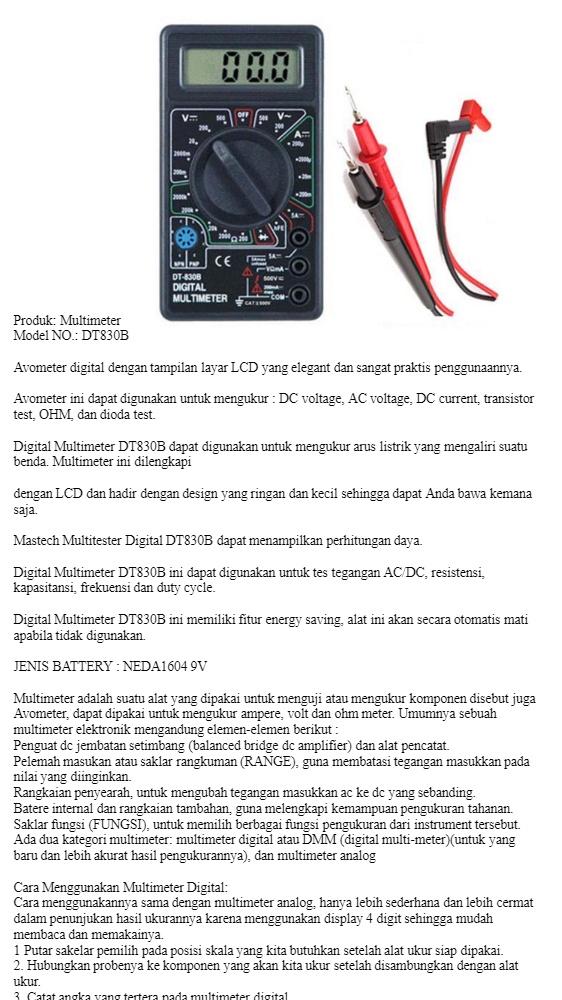 Cara Menggunakan Multitester Digital Dt 830b