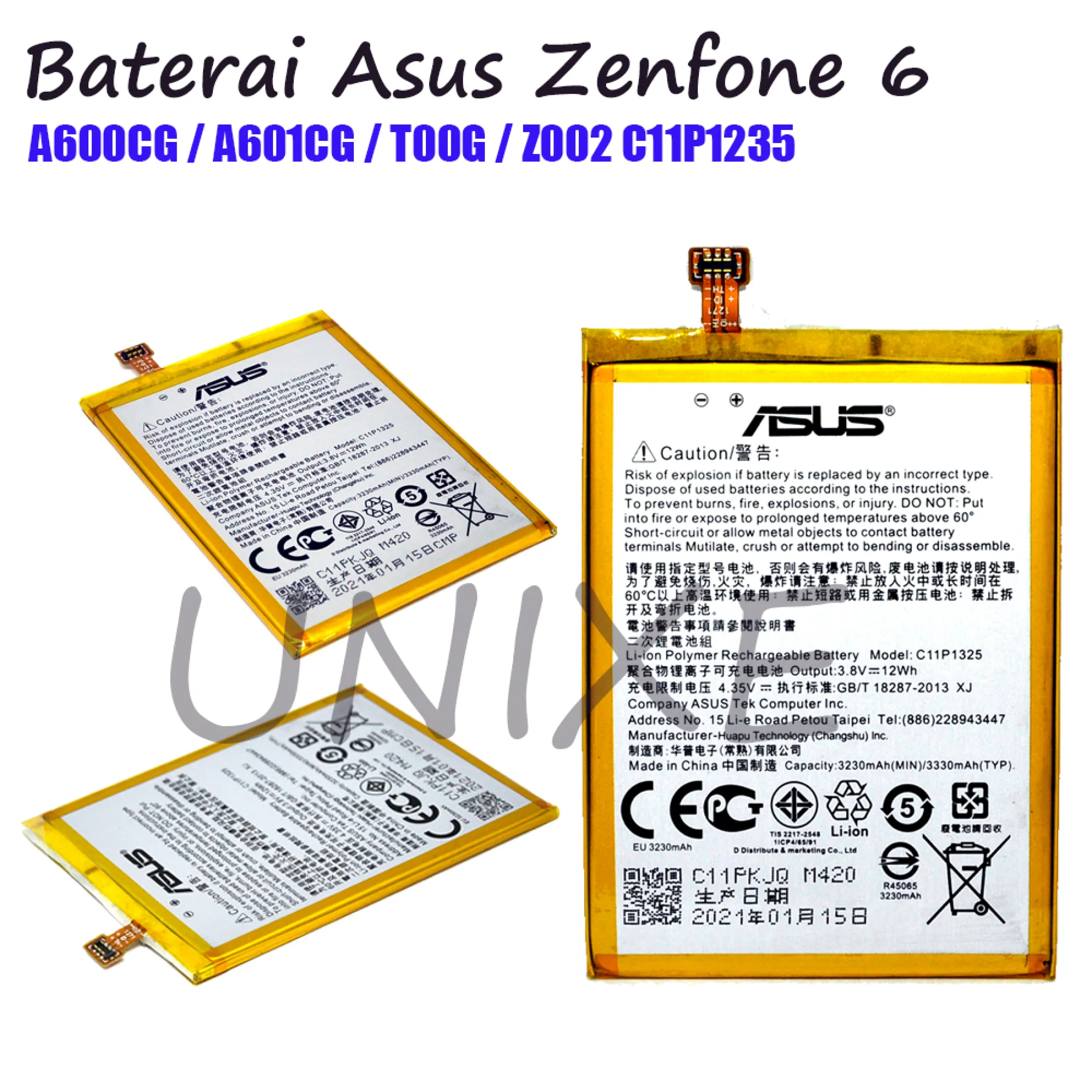 Original Baterai Asus Zenfone 6 A600cg A601cg T00g Z002 C11p1235 Batre Ori Battery Real Capacity Lazada Indonesia