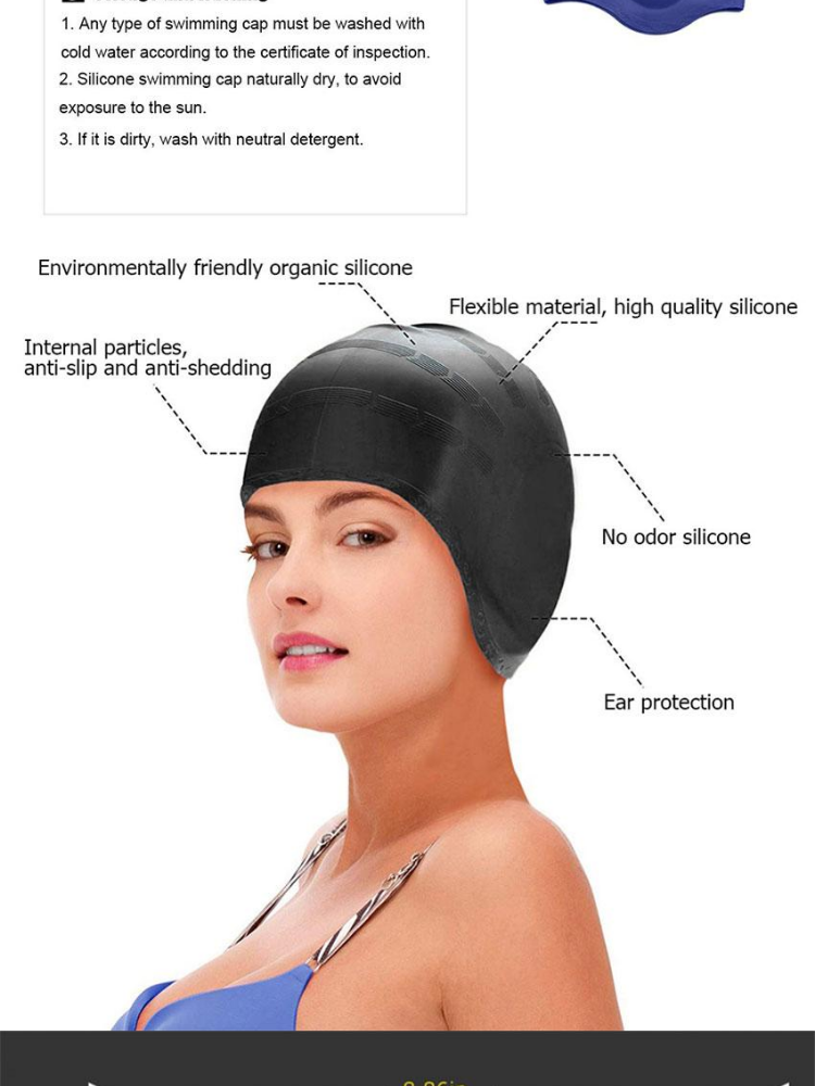 MicroBang Silicone Swim Caps For Wanita 