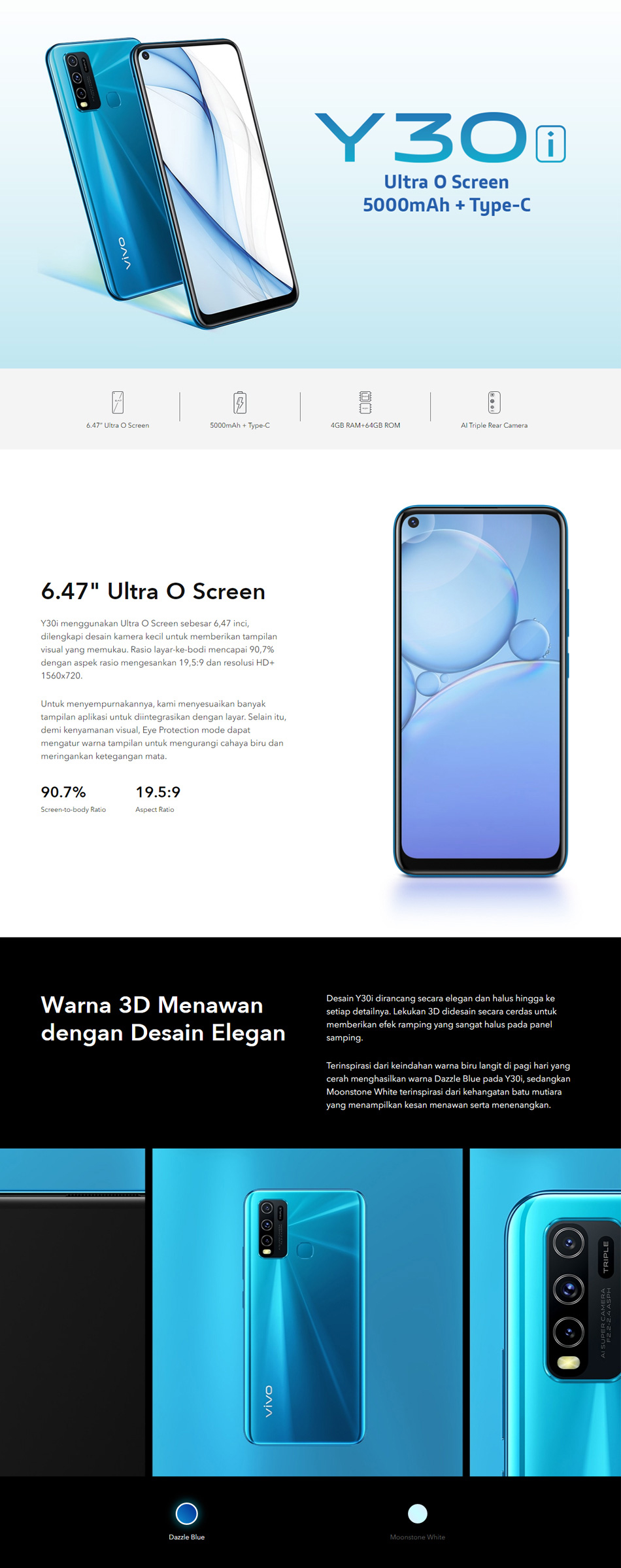 Vivo Y30i 4 64 Ram 4gb Rom 64gb Garansi Resmi Original Handphone Vivo Termurah Hp Vivo Y30i Baru 2020 Hp Murah Vivoy30i Promo Android Ponsel Bisa Cod 0 Cicilan Free Shiping Gratis Ongkir Lazada Indonesia