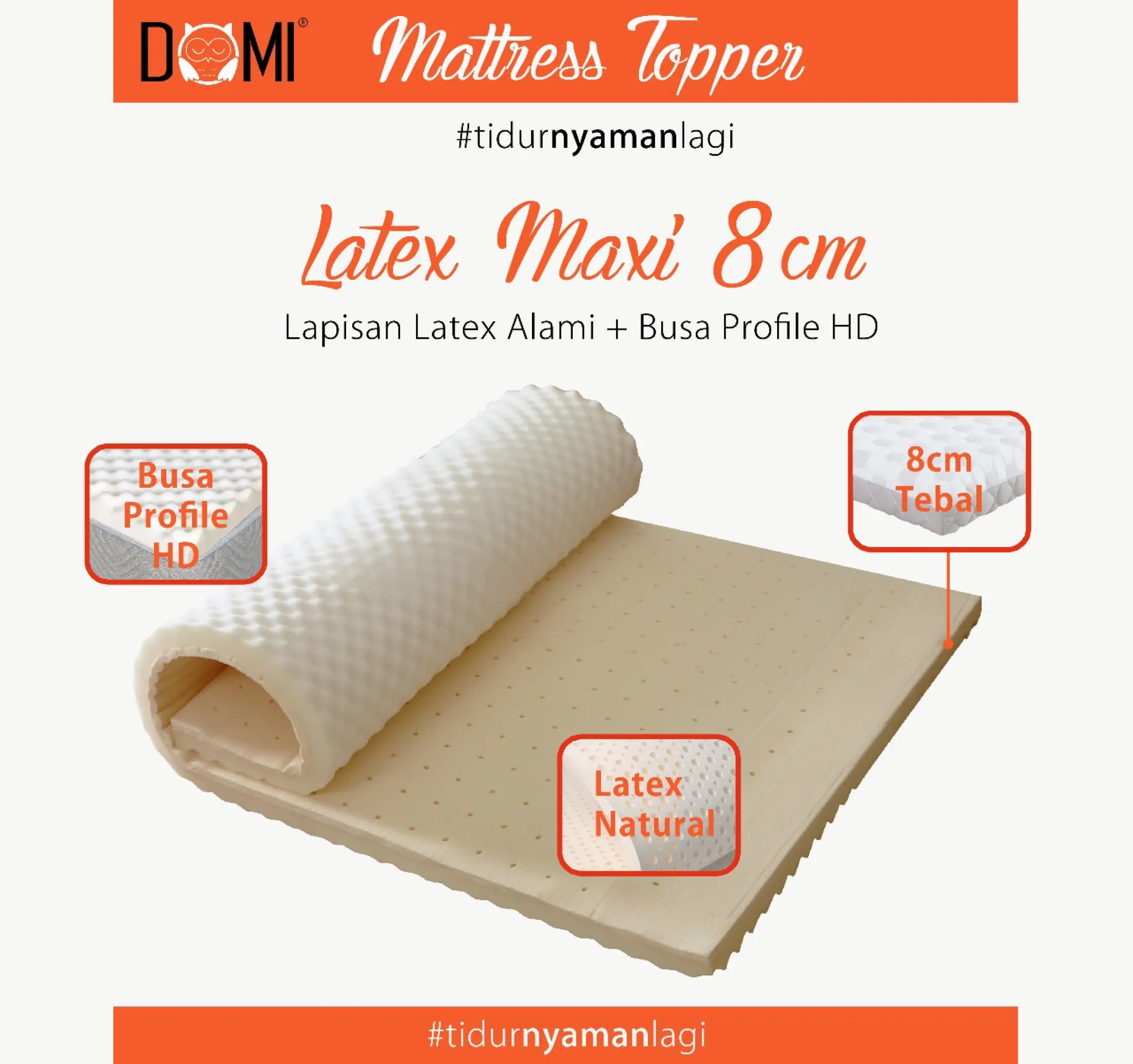 Promo Domi Mattress Topper Latex Maxi Tebal 8cm Matras Extra Bantalan Extra Pelapis Tempat Tidur Putih Garansi 5 Tahun Lazada Indonesia