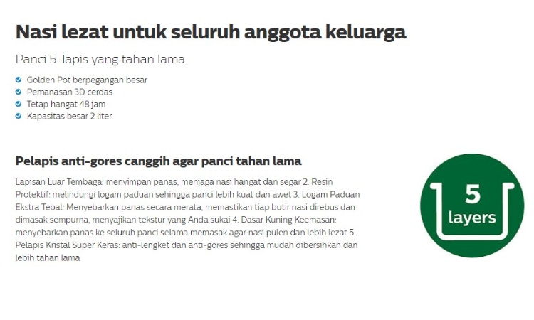 Philips Rice Cooker 3in1 2 Liter 400 W HD 3119 Hijau .