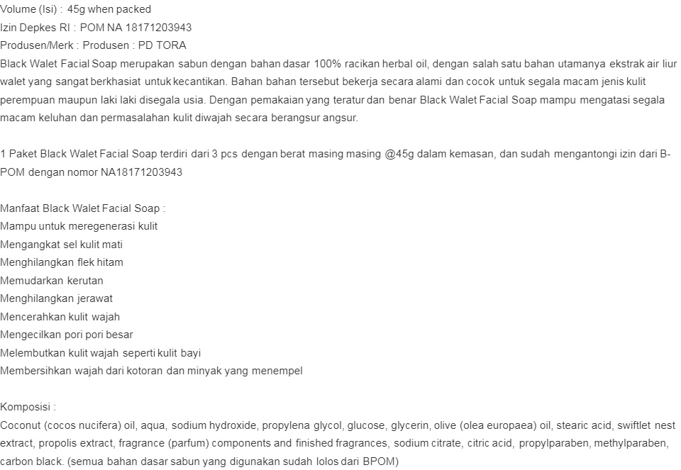 ... FACIAL SOAP ORIGINAL - 1 BOX ISI 3 PCS. Source · Sabun Black Wallet .
