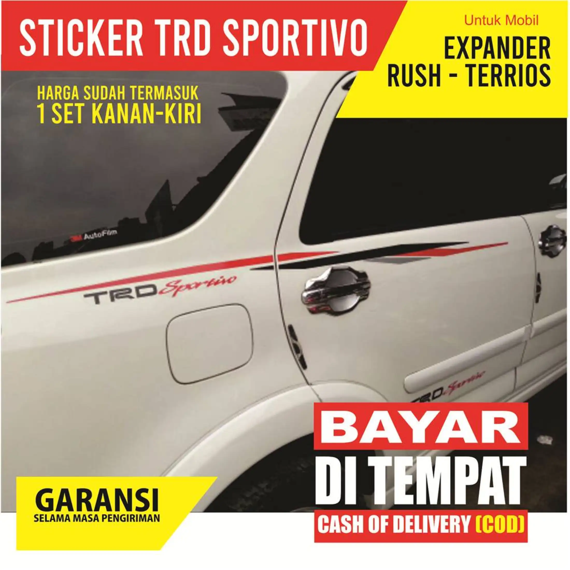 Sticker Mobil TRD Sportivo Laris Cocok Untuk Rush Terios Warna Putih Lazada Indonesia