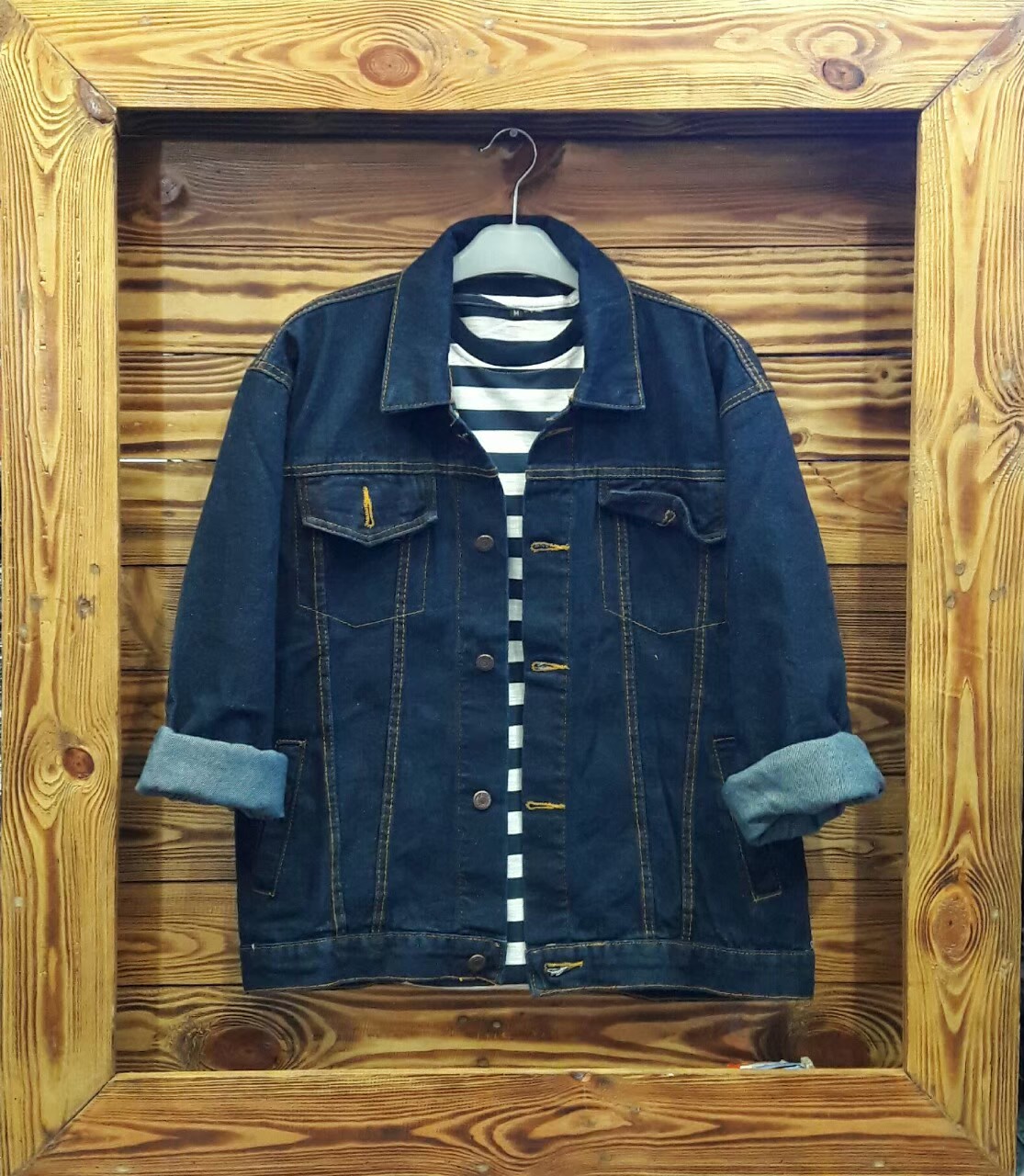 JAKET JEANS PRIA DARK BLUE BIRU GELAP 